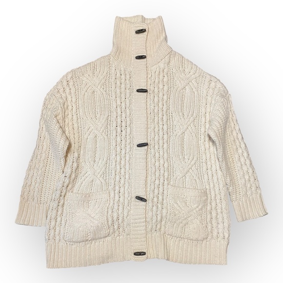 American Eagle Cable Knit Cardigan Sweater Cream L/XL Women’s NWT - Picture 3 of 6